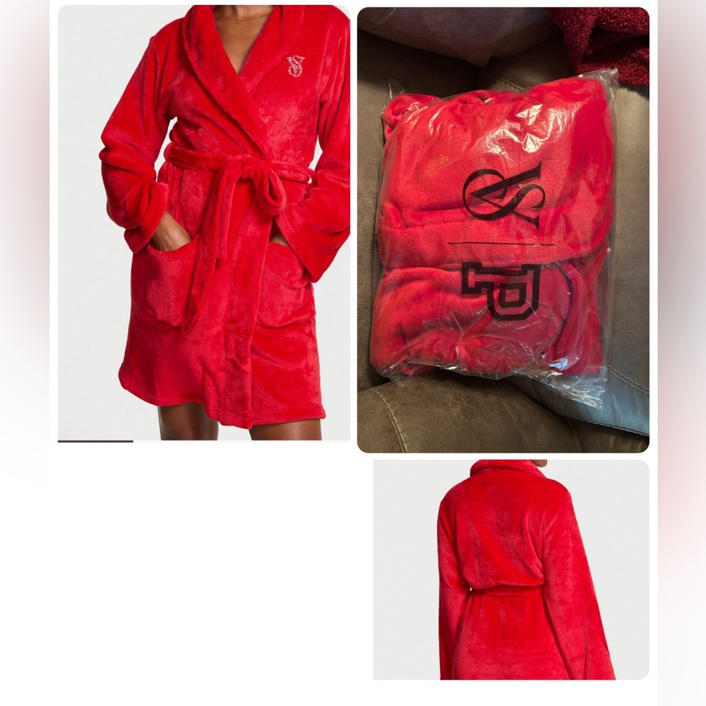 New Victoria’s Secret Plush Red Short Signature Embroidered Initials Robe 

$35
